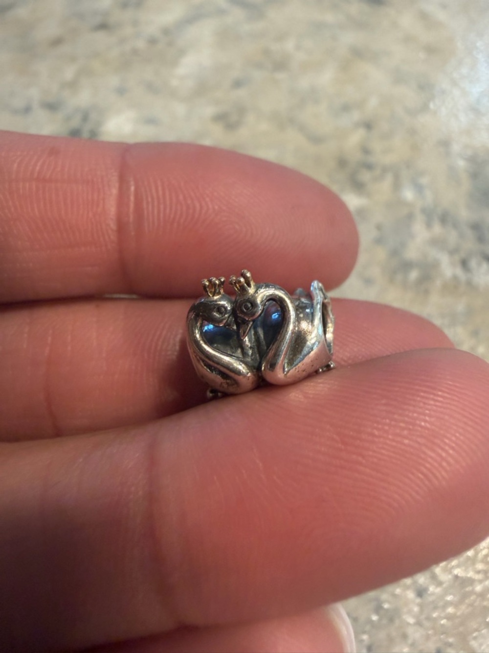 Authentic Pandora Sterling Silver & 14KT Gold Swan Embrace Charm - Picture 2 of 4